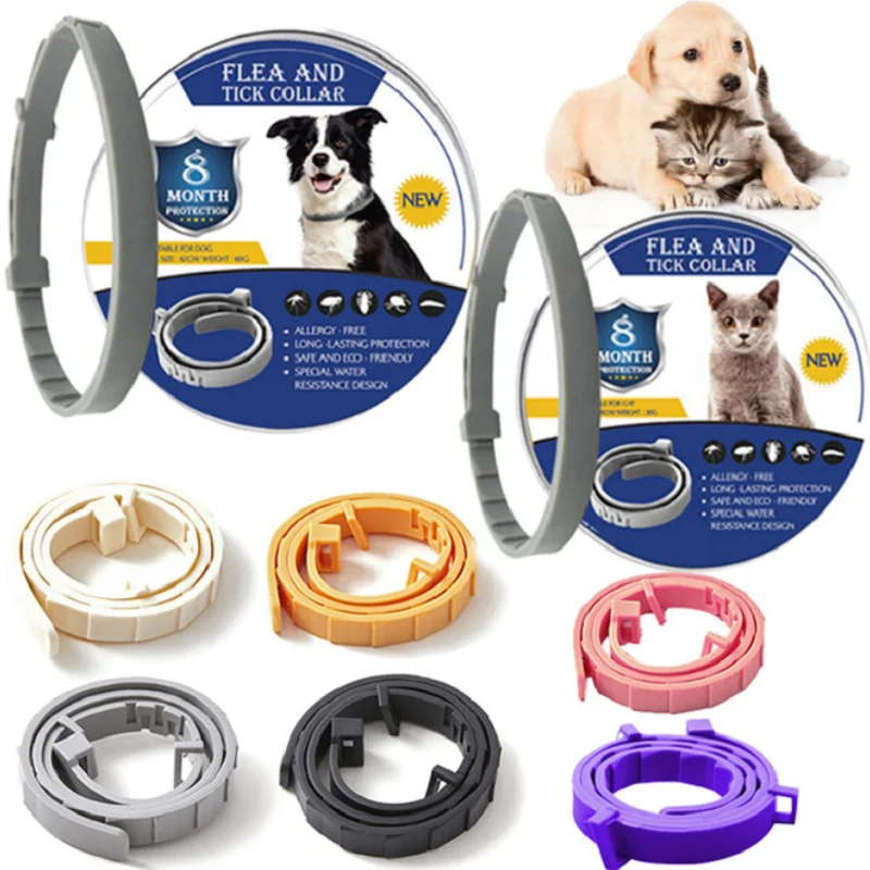 

New Arrival Customizable Logo Anti-Flea Pet Cat And Dog Ddjustable Rubber Pet Insect Repellent Collar, Yellow,purple,black,white,pink,gray