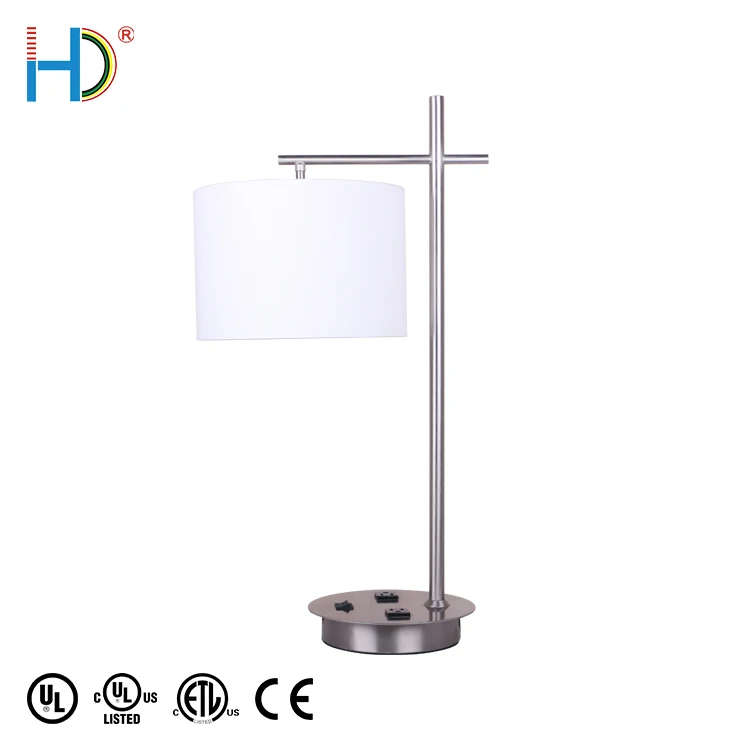 Hotel decorative bed side nickel modern table lamp