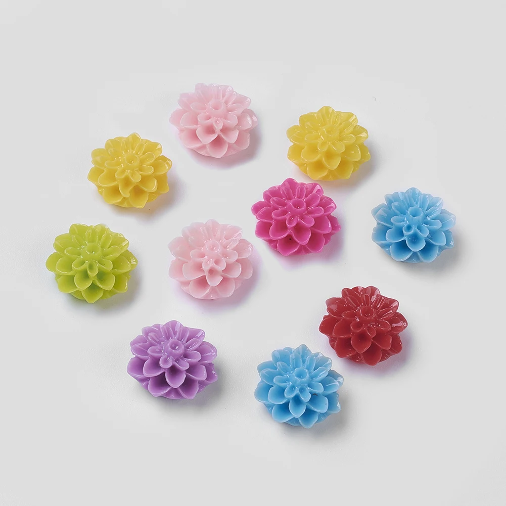 

Pandahall Mix 15mm Flat Back Resin Cabochon Flower Cabochons