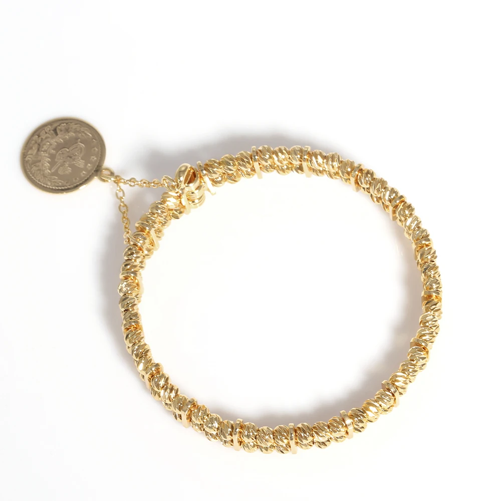 

2021 Hot Selling 18K gold plating twist rope double layer arab coin bracelet