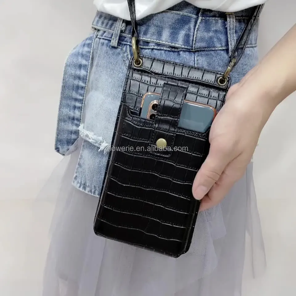 

Handodo Mirror Crossbody Crocodile Leather Phone Bag for Women Girls Shoulder Cross Body Card Slots Wallet Adjustable straps Bag