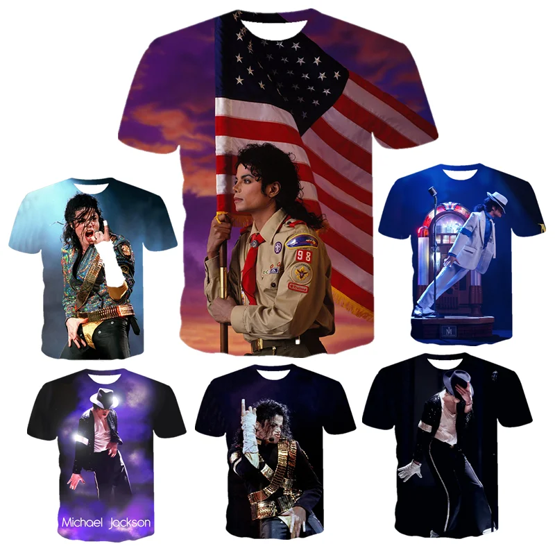 

Michael Jackson T-shirt MJ 3D Print Streetwear Popular Singer Men Women T Shirt Hip Hop Tee Shirt Tops Dangerous Unisex Clothing, Multi