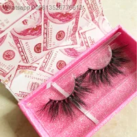 

27mm mink eyelash 5d customized money printed packaging eyelash box for 25mm lashes