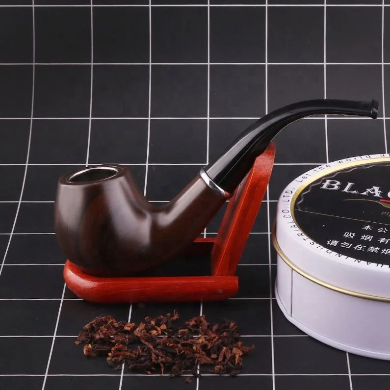 

JH Vintage Hammer Craft Retro Smooth Curved Smoking Set Resin Smoking Pipe, Picture
