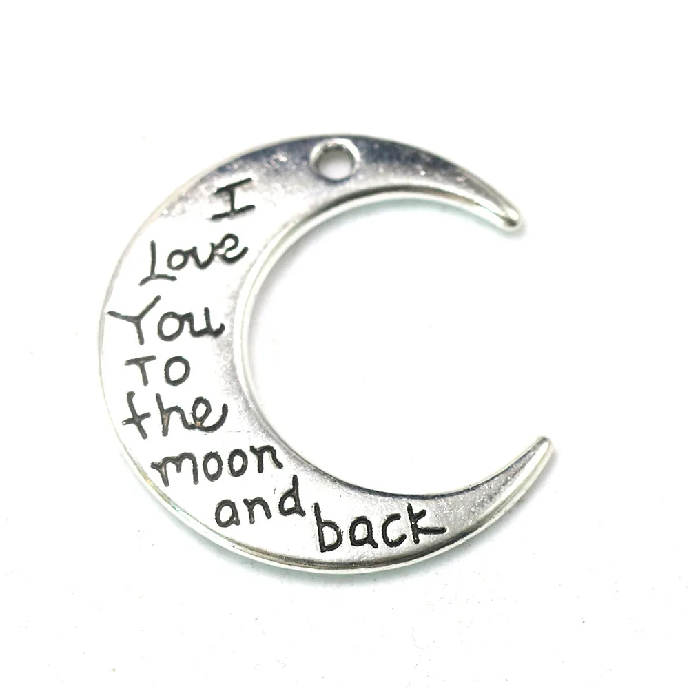 

I LOVE YOU TO THE MOON AND BACK MOON Shape DIY Making Antique Silver Zinc Alloy Charm Pendants Jewelry Accessories Finding, Antique silver,antique gold