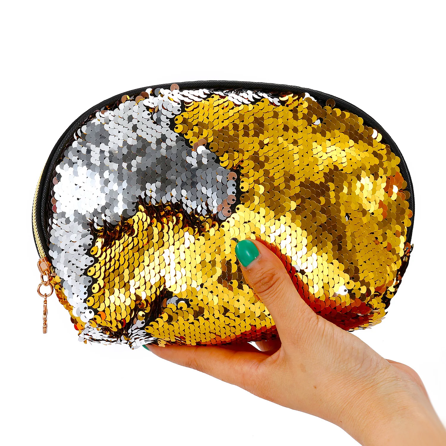 

JANHE 2021 Trendy Girl Colorful Glitter Shine Sequin Cosmetic Beg Travel Makeup Pouch Toiletry Bags Makeup Clutch Bag For Women