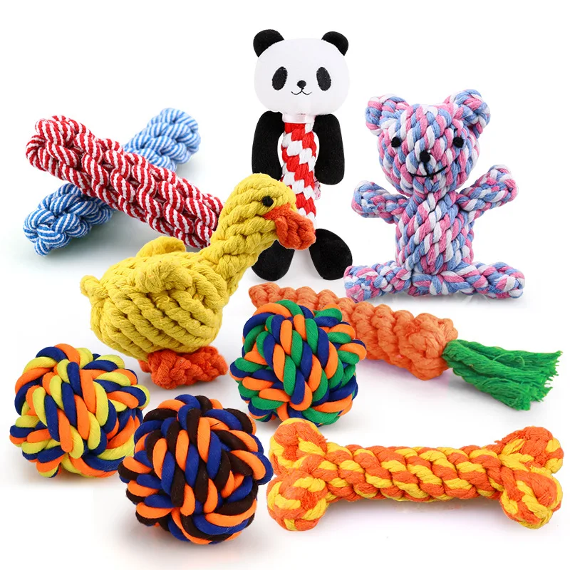 

1pcs Bite Resistant Pet Chew for Small Cleaning Teeth Puppy Dog Rope Knot Ball Toy Playing Animals Dogs Toys Pets
