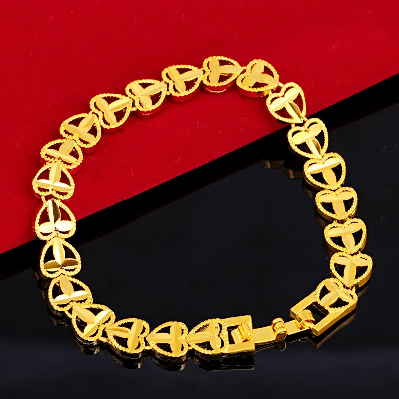 

Bracelet For Women Sand Gold Heart Bracelets Charm Chain Bracelet for Wedding Engagement Fine Jewelry pulseras mujer