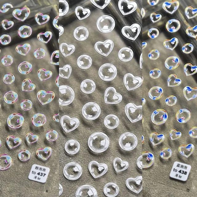 

New Hot-selling Ultra-thin Cute Bubble 436 Nail Sticker Japanese 3D Colorful Bubble Adhesive Nail Decals