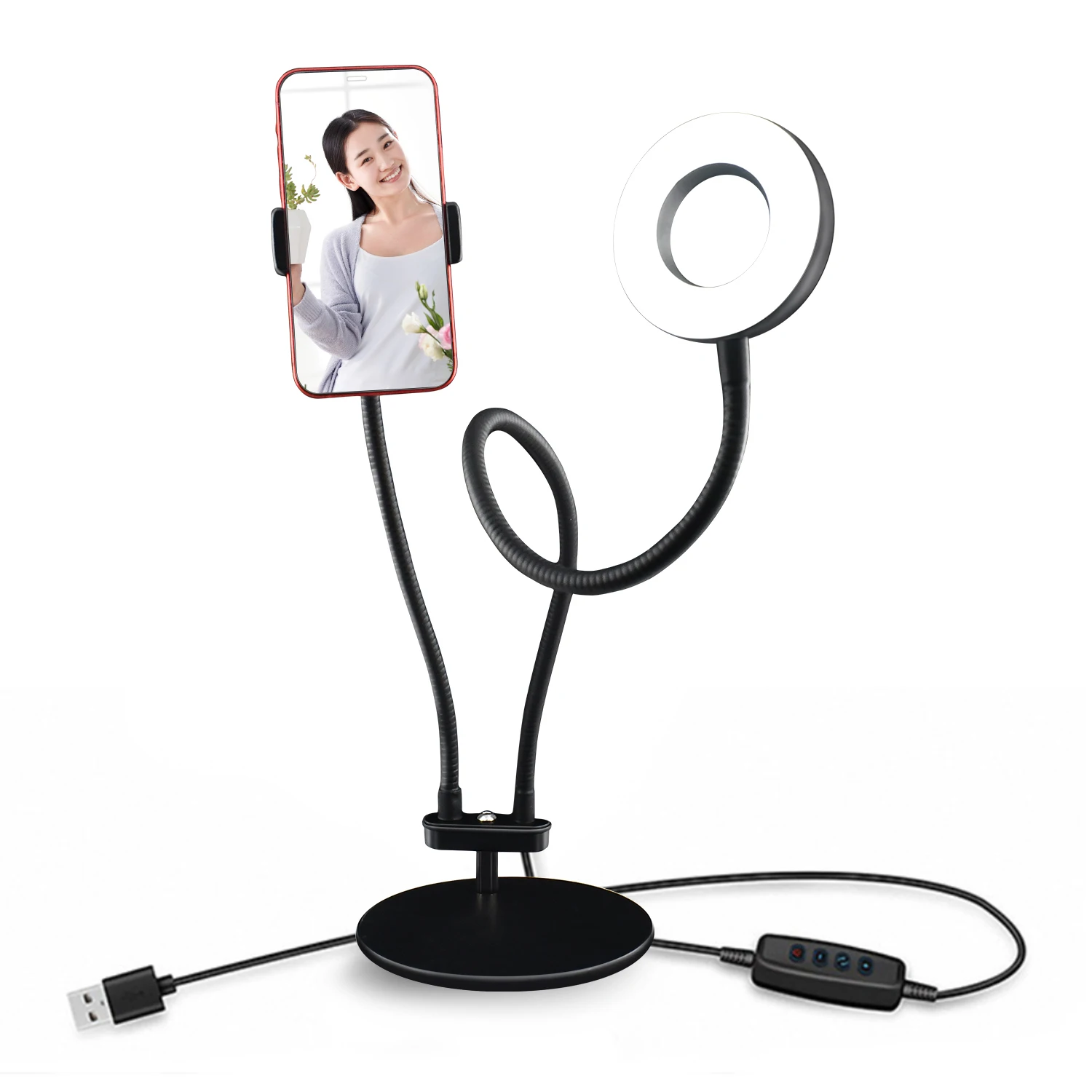 

Portable Mini Flexible Desktop White Ring Light with Clip Led Ring Fill lamp 3.5inch Selfie Ring Light