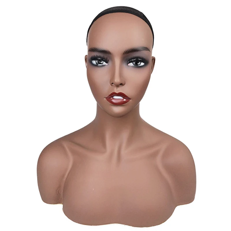 
PVC Mannequin Head with Shoulders Female for Wig Display African American Mannequin Head Female Mannequin Head and Bust 