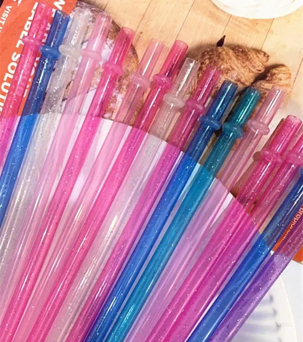 

Hot Sale Mixed Color Reusable Plastic Transparent Thick Drinking Straws for Party Home Use, White blue red sky blue green black pink