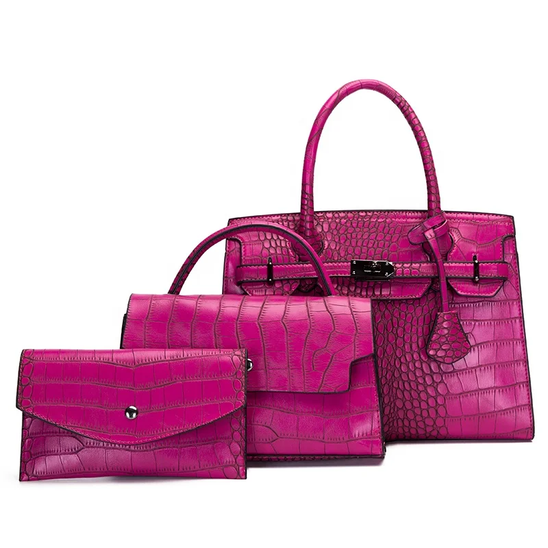 

Three Piece Suit European and American bag trendy handbag crocodile pattern shoulder bag wholesale purses for women