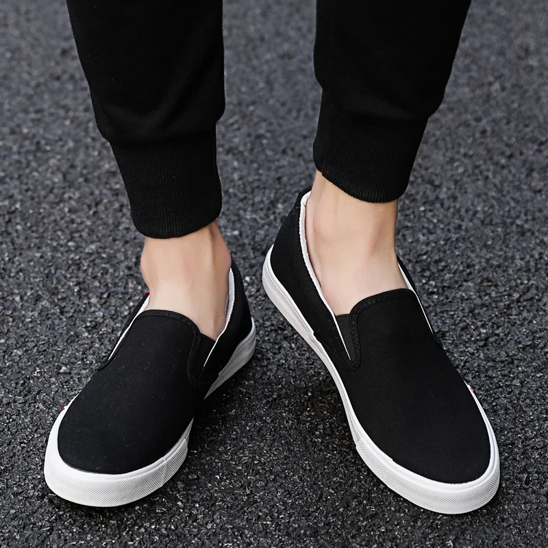 White Canvas Men's Flat Casual Shoes Fashion Slip On Wholesale Shoes ...