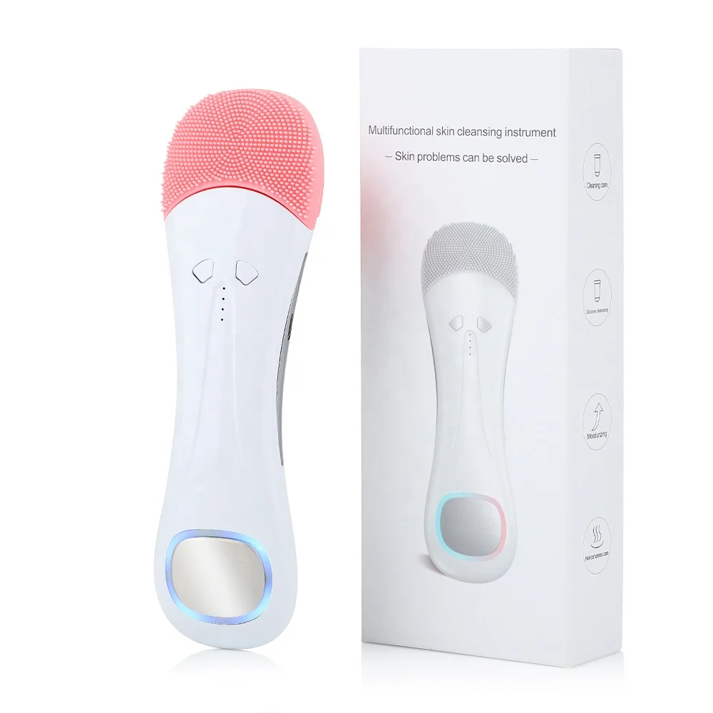 

2021 OEM Hot Customize Private Label Double-sided Ultrasonic Massager Silicone Facial Cleaning Brush With CE, Blue / pink