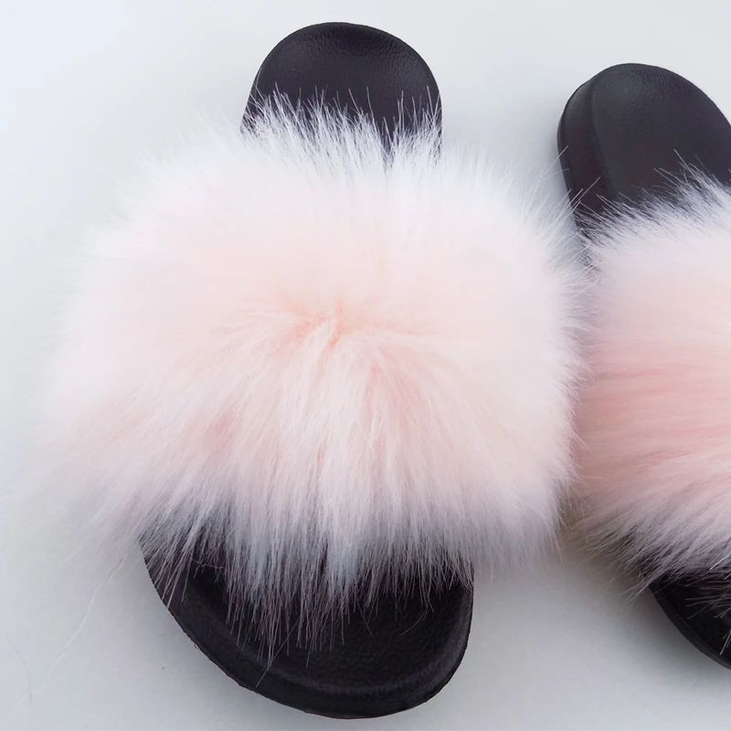 

Wholesale faux fur women slippers furry slides fluffy animal indoor slippers, Red,green,blue,grey,black and so on