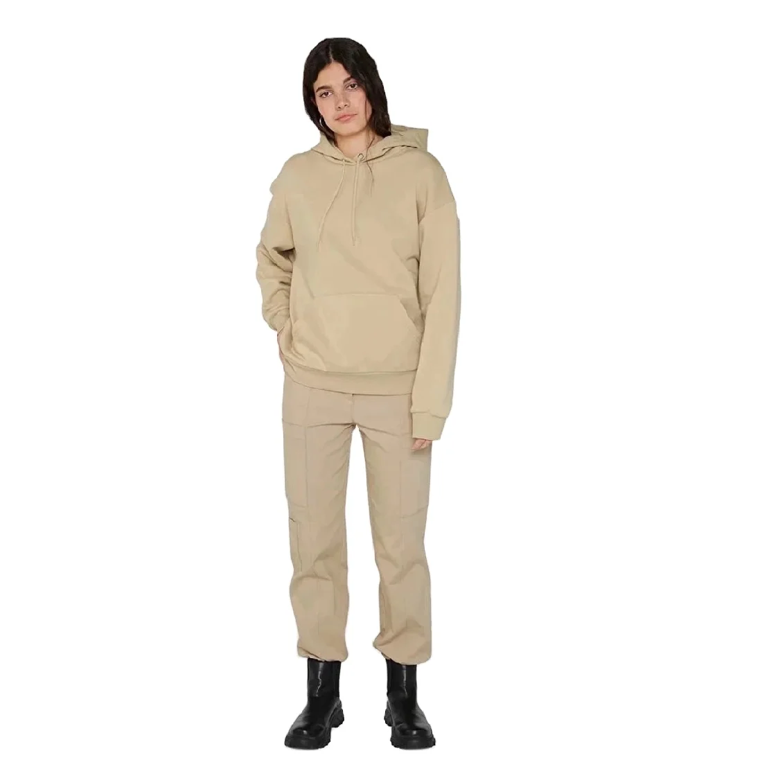 

BBHY1121 apricot Casual all match sports hoodie suit pure color thin fleece sweater suit simple and comfortable hoodie set, Flare,gray,brown