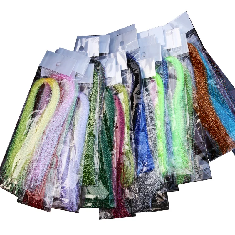 

25 Colors Fly Tying Poly Flash Twisted Crystal Flashabou Krystal Flash for Fly Tying Streamer Nymph Sabiki Wholesale, Multiple holo colors
