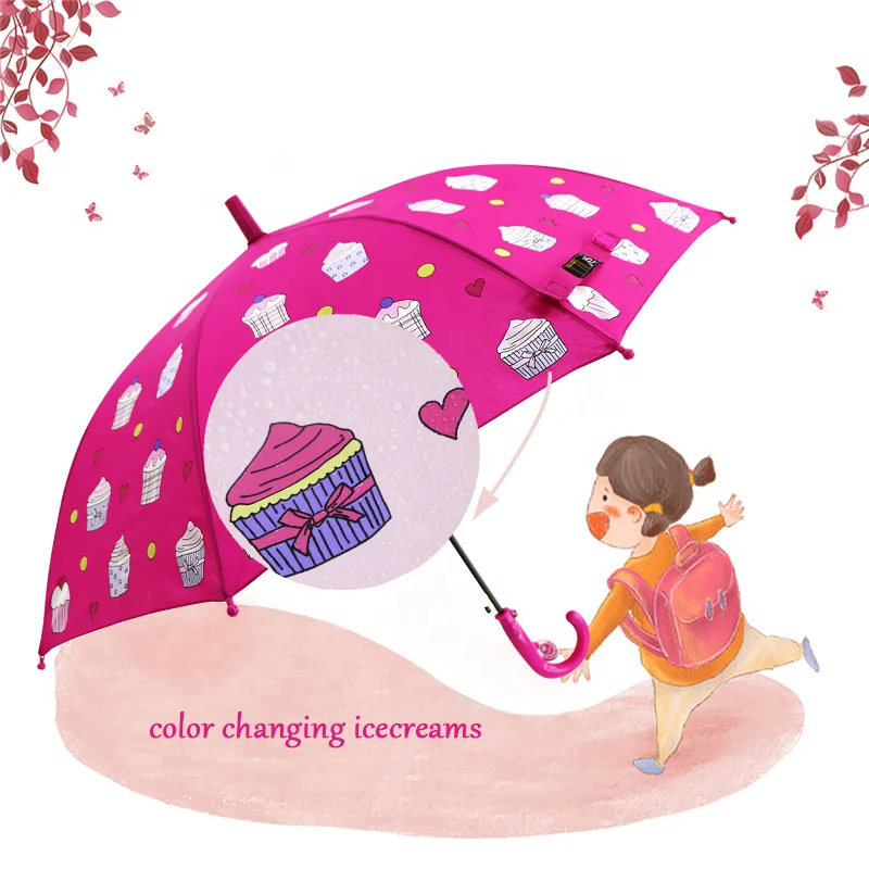 

RST school children umbrella creative gift for baby color changing ice cream kid umbrella, Red,pink,yellow,,blue and so on