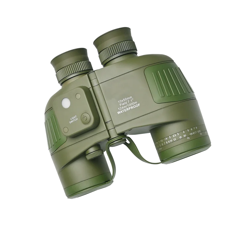 

USA Free Shipping High Powered Distance Measuring Day and Night Vision 7x50 10x50 Binoculars Telescope with compass and LED, Armygreen