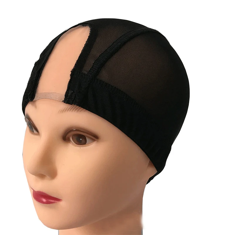 

Hotsale spandex U-part dome wig cap for making wigs, Black