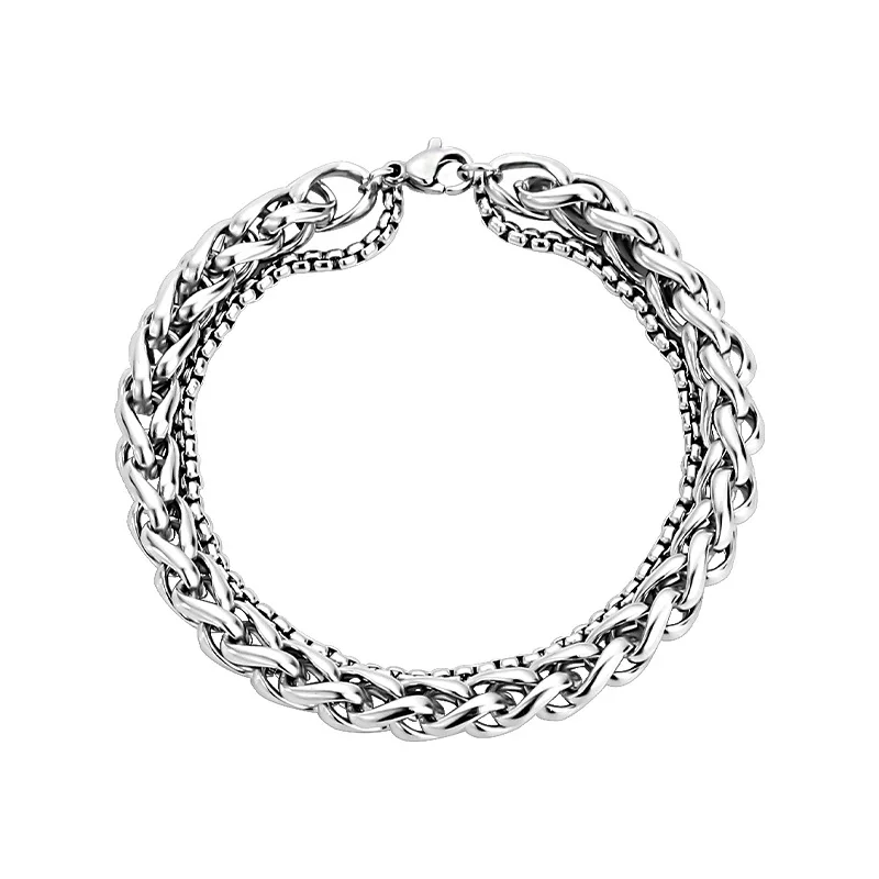 

Double layer bracelet men's ins stainless steel bracelet hot sale bracelet wholesale, 14 colors