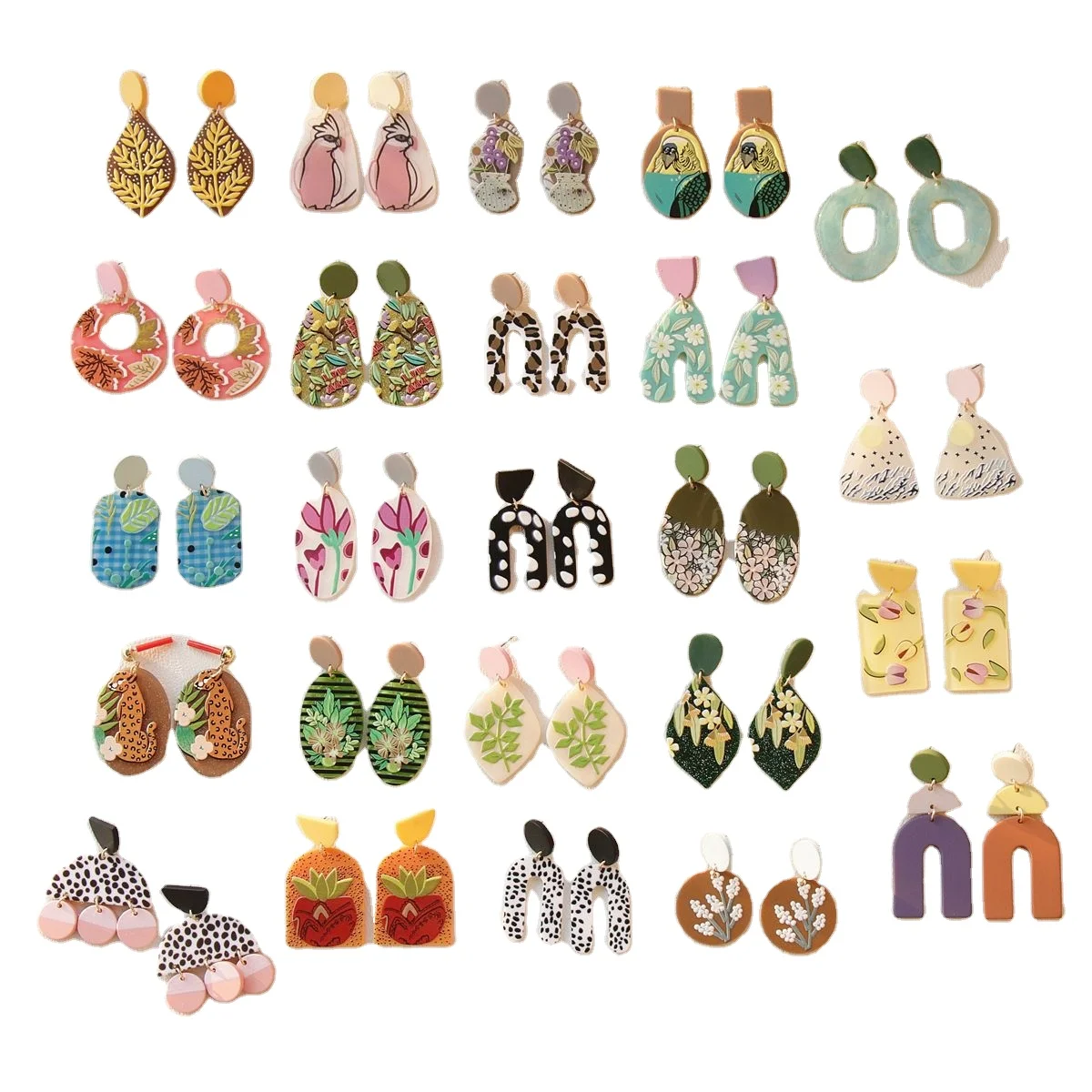 

Ins Fashion New Cartoon Acrylic Multicolor Earrings Handmade Clay Geometric Earrings For Women's 2021, Like picture