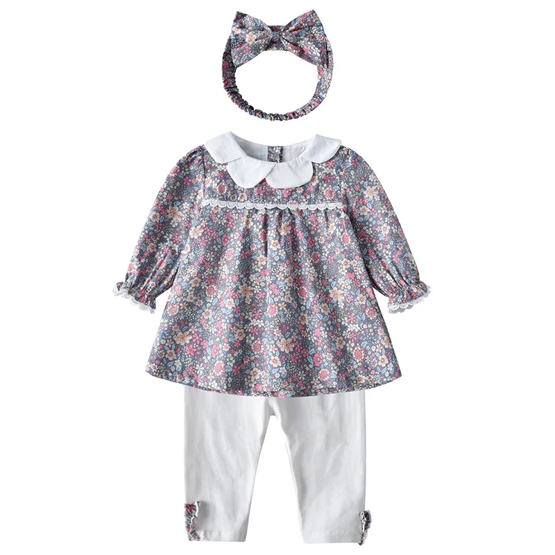 

Autumn long-sleeved floral comfortable and casual two-piece Korean cute princess outing costume