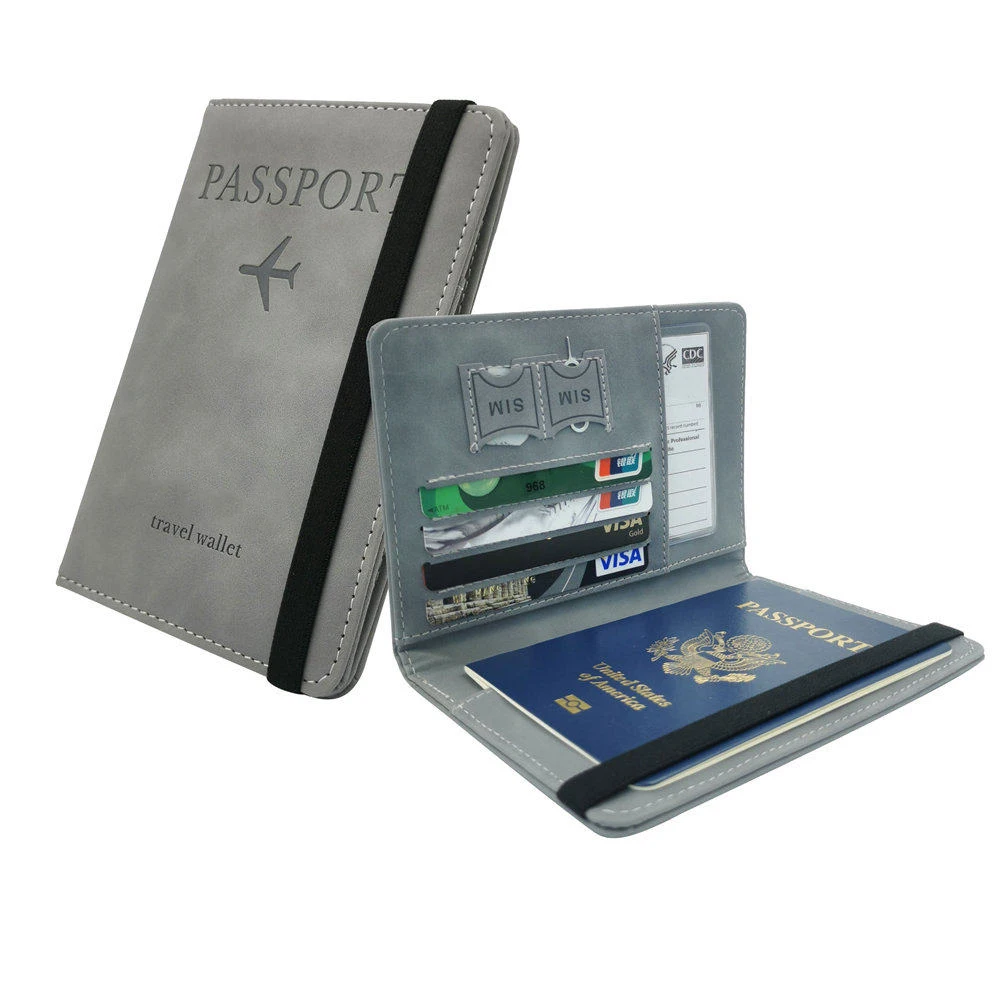 

Custom and wholesale travel PU leather passport cover wallet with credit card holder rfid blocking passport holder, Customized