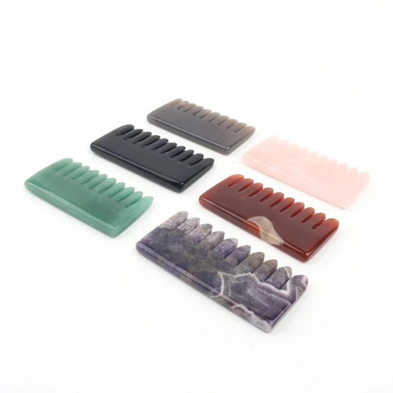 

wholesale natural gemstone comb crystal carving hair brush for crystal crafts