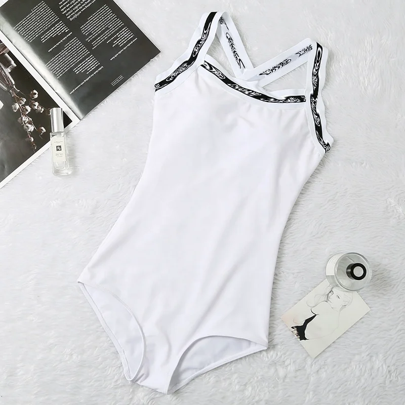 

Monogram One-piece Women's Sport Swimsuit Sling Cross Designer Swimwear Beachwear For Ladies, Shown