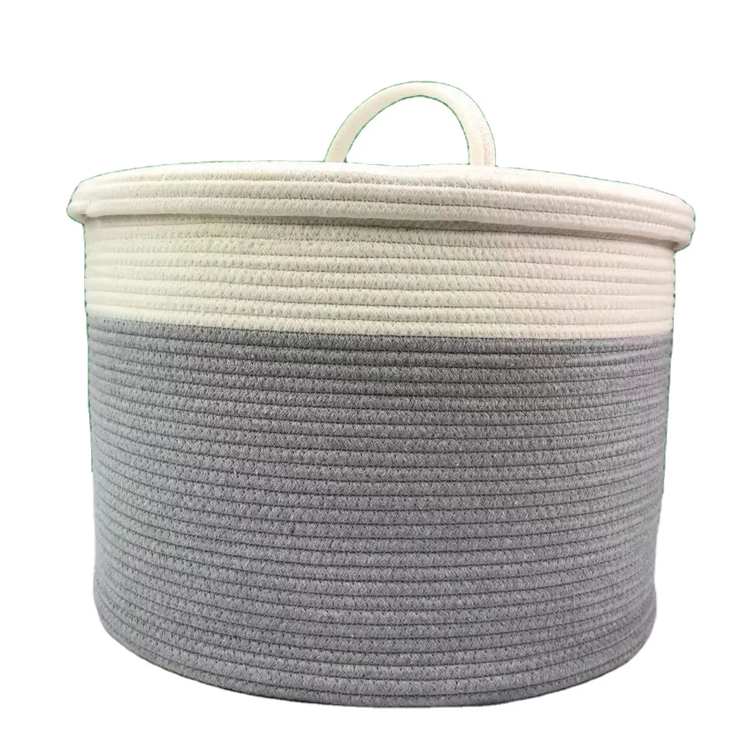 

storage basket cotton berry basket woven wholesale cotton rope basket with lid, Customized color