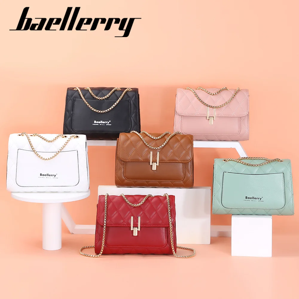 

baellerry custom logo women's shoulder bags purse fashion classical rhombic lock square ladies shoulder bag small for women 2023