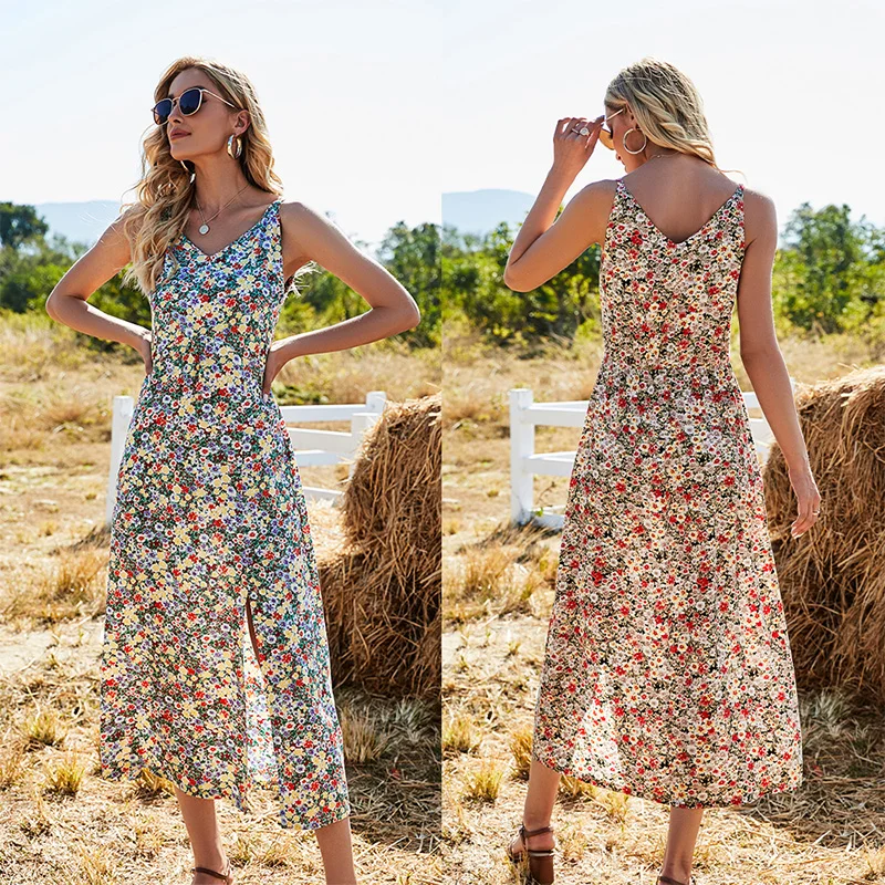 

New Sexy Suspenders Women's Clothes, Casual Women's Skirts Wholesale, Summer Floral Beach Long Skirts, Adult Slim Women's Skirts