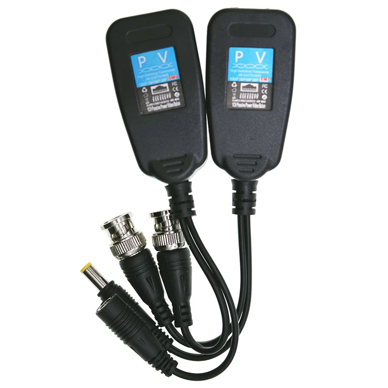 2 x CCTV Camera UTP BNC Male to RJ45 5.5x2.1MM Power Video Balun Transceiver SGH 