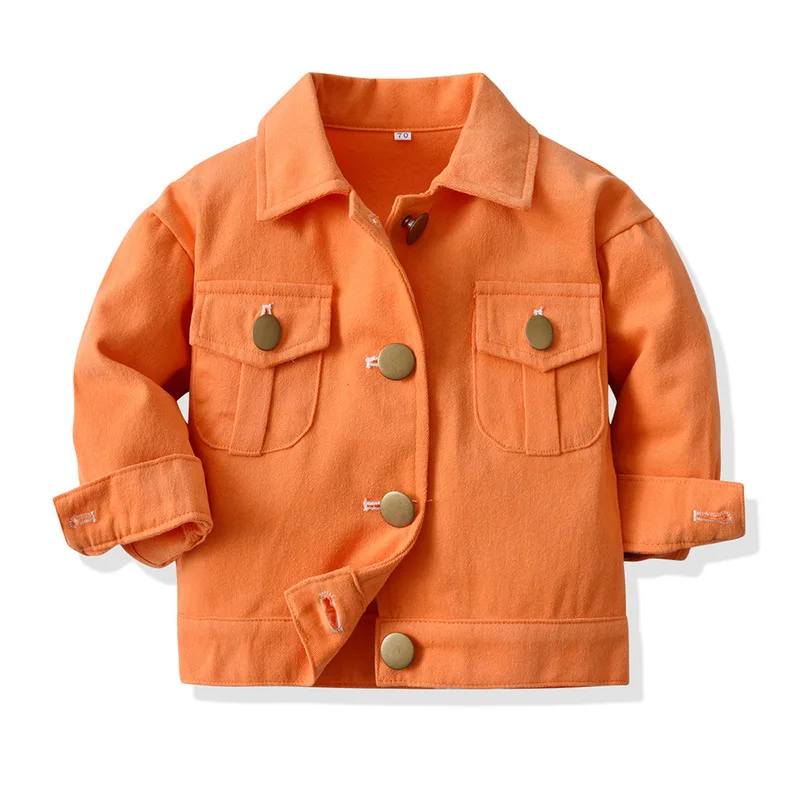 

F11494A New Arrivals Fleece Casual Lapel Cardigan Jacket Korean children Denim Jacket For Kids