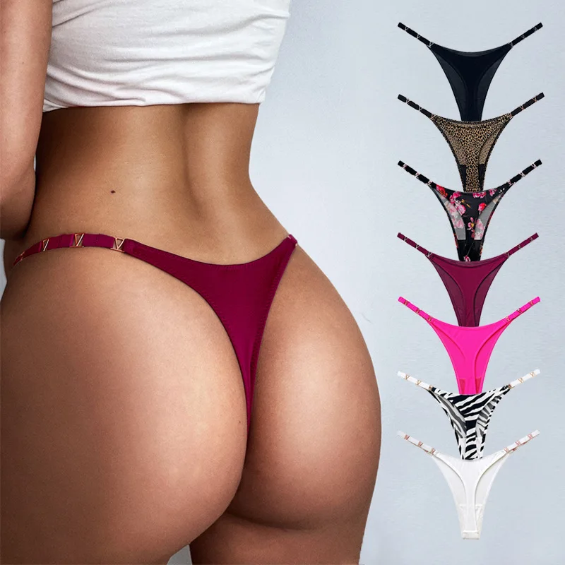 

MZMB01 In Stock Metal Ice Silk Ladies Panties Underwear Custom Thong Sexy Low waist Sexy Panty For Woman