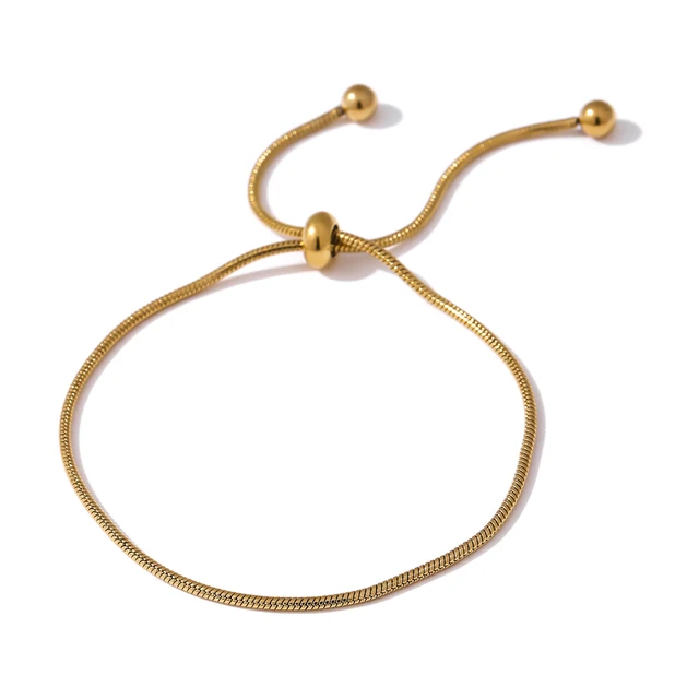 

JINYOU 1908 Retractable Snake Chain Bracelet 18K Gold Plated Stainless Steel Bracelet Jewelry