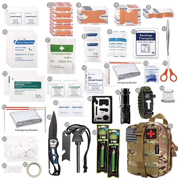 
EDC Professional Outdoor Camping Hiking Climbing Emergency Survival Kit 13 in 1 Survival Gear Tool 