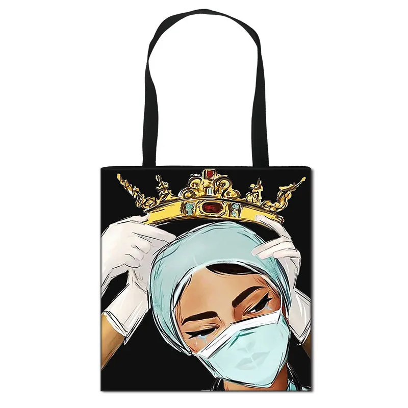 

Custom cheap personalized heavy duty bags blank sublimation polyester life black nurse shopping bag, Customized color