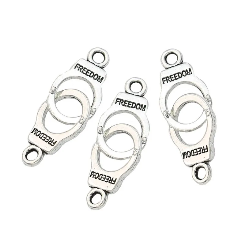 

Zinc Alloy Retro Handcuffs Pendant Freedom Charms Necklace Trendy Handcuff For DIY Jewelry Making Finding Accessories, Plated