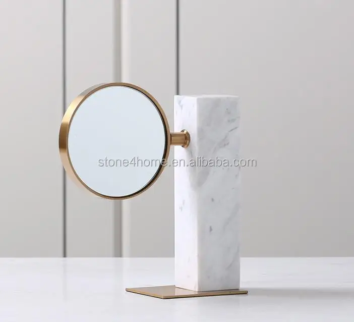 Tabletop Marble Mirror Stand White Marble Stone Crafts Tabletop Mirror