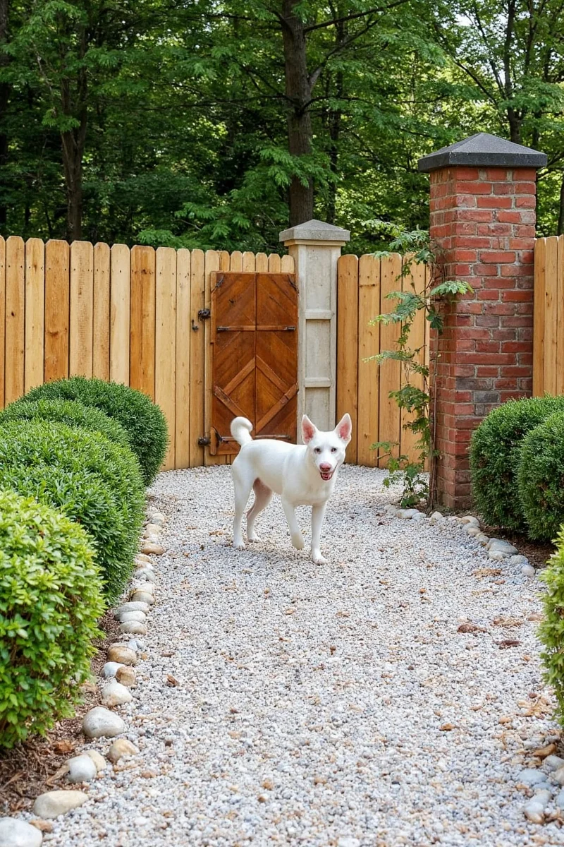 Outdoor pet water station featuring built-in fountain and shaded bowl on concrete pad