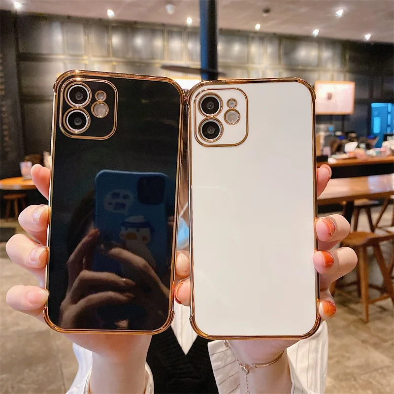 

For iPhone 12 cases Luxury Gold Plated 6D Electroplated Phone Case For iPhone 11Pro Max XR XS 7 Plus SE Lens Protection Cover