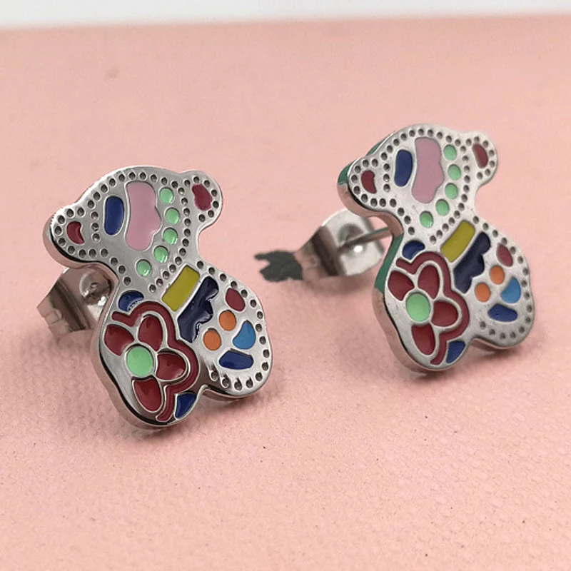 

Fashion Jewelry Painted Colorful Flower Stainless Steel Women Stud Earring boucles d oreilles, Colourful