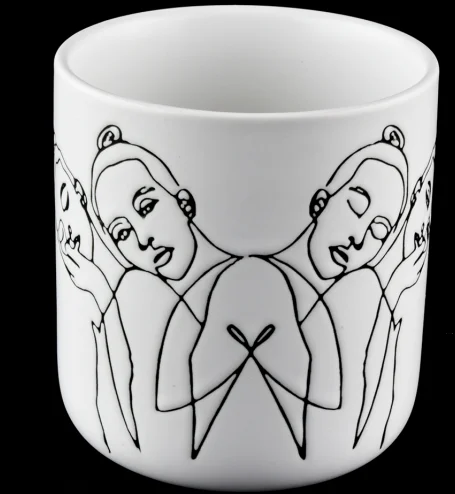 10oz matte white ceramic candle jars with engraving designs