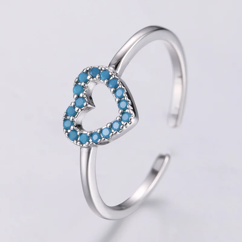 

Imitation Blue Turquoise Gemstone Moon Star Cubic Zirconia Rounds In shared-prong Setting Silver Plated Fashion Rings for Grils