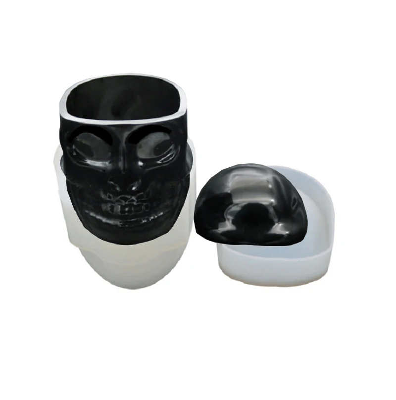 

Halloween skull cup silicone mold DIY storage box handmade resin craft mold, White