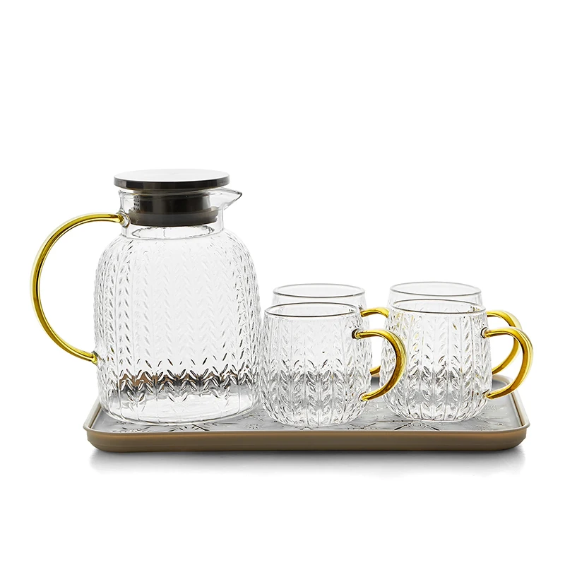 

Cold Kettle Glass Household Large Capacity Pot Heat Resistant Cold Kettle Set High Temperature Resistant Cold Open Cup, Transparent