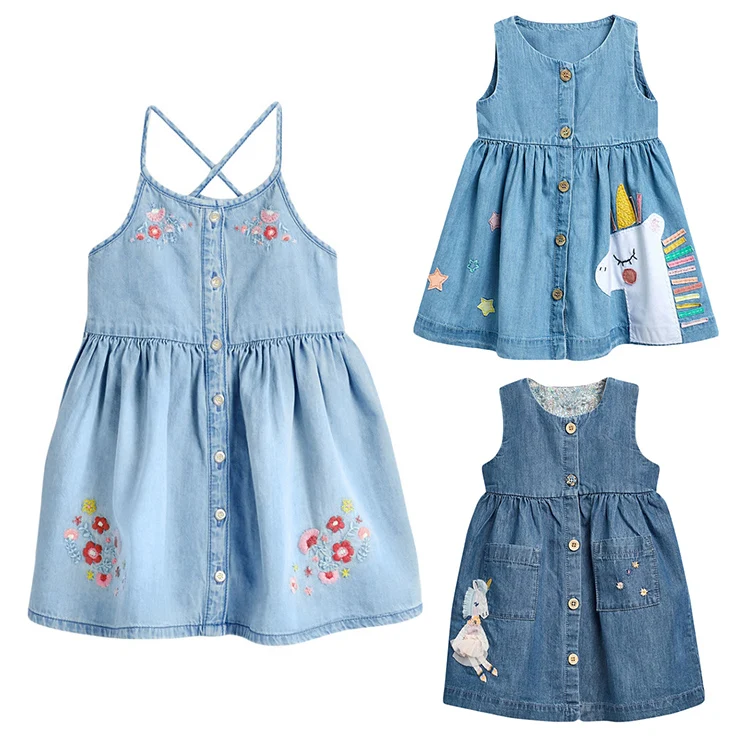 

M902 Summer Kids Cowboy Dresses Boutique Children Girls Denim Dress